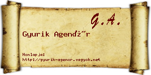 Gyurik Agenór névjegykártya